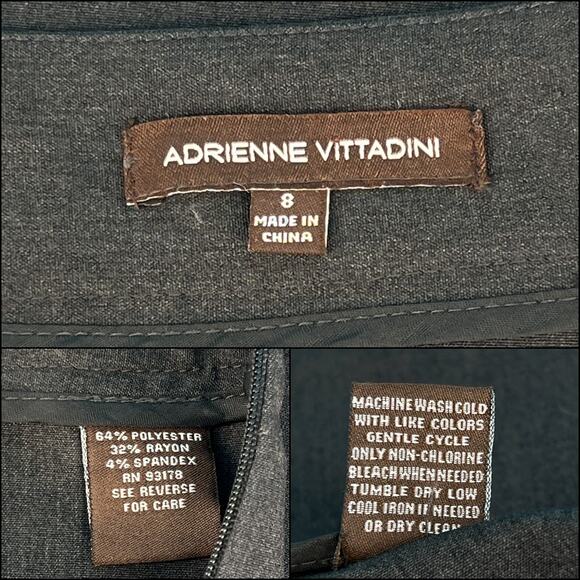 Adrienne Vittadini Pleat Front Career Skirt  Size 8 Midi Charcoal - Picture 8 of 10
